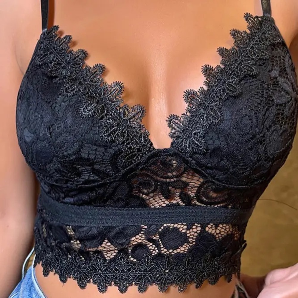 Elegant Black Lace Bralette Crop Top